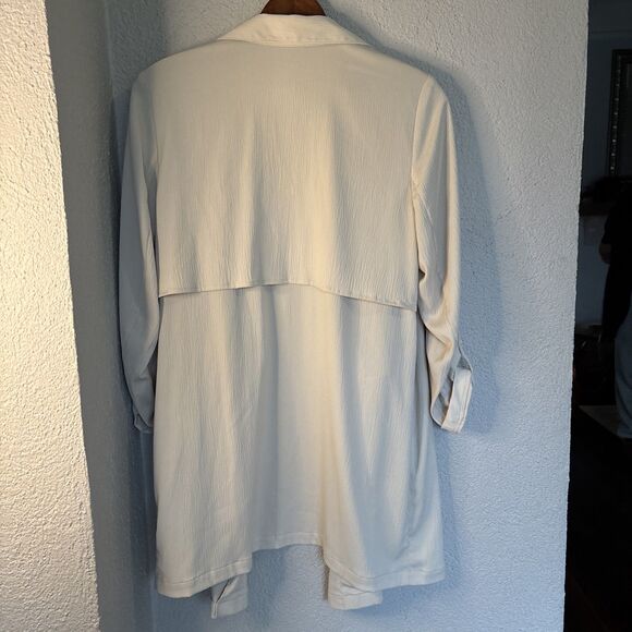 J Jill Wearever Drape Front Long Blazer  Jacket  Khaki Oatmeal Size Large - Picture 3 of 7